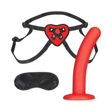 Красный поясной фаллоимитатор red heart strap on harness & 5in dildo set - 12,25 см.