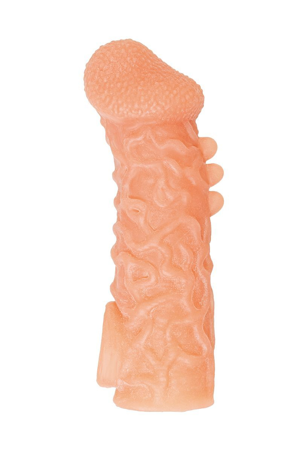 Телесная закрытая насадка с шершавой головкой cock sleeve 007 size l - 17,6 см.