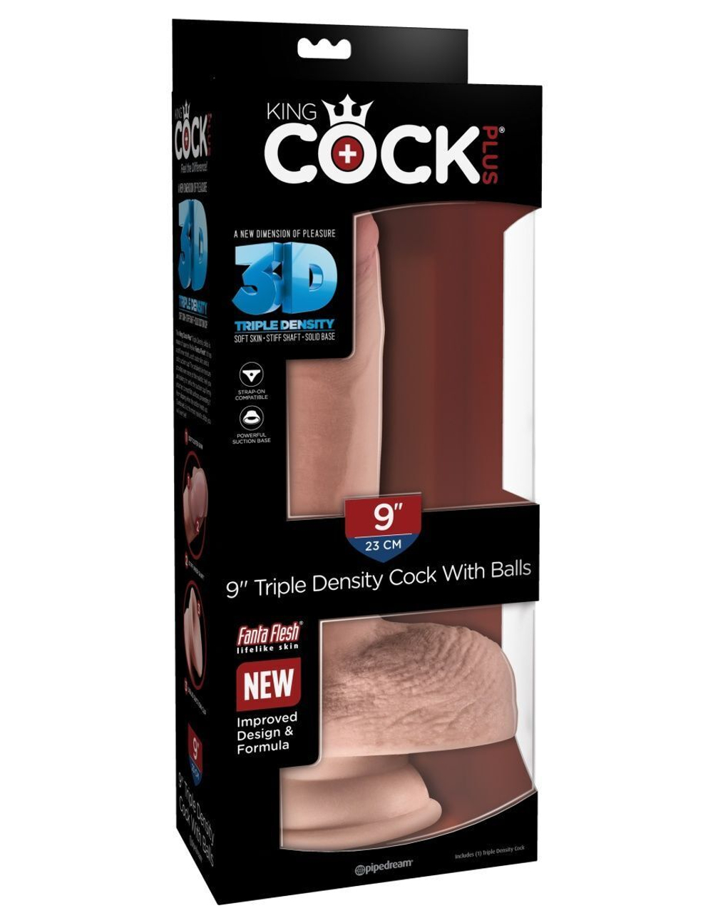 Телесный фаллоимитатор на присоске 9  Triple Density Cock with Balls - 24,1 см.