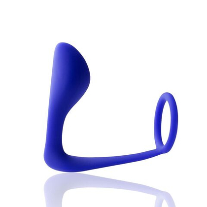Синее эрекционное кольцо c анальным стимулятором satyr