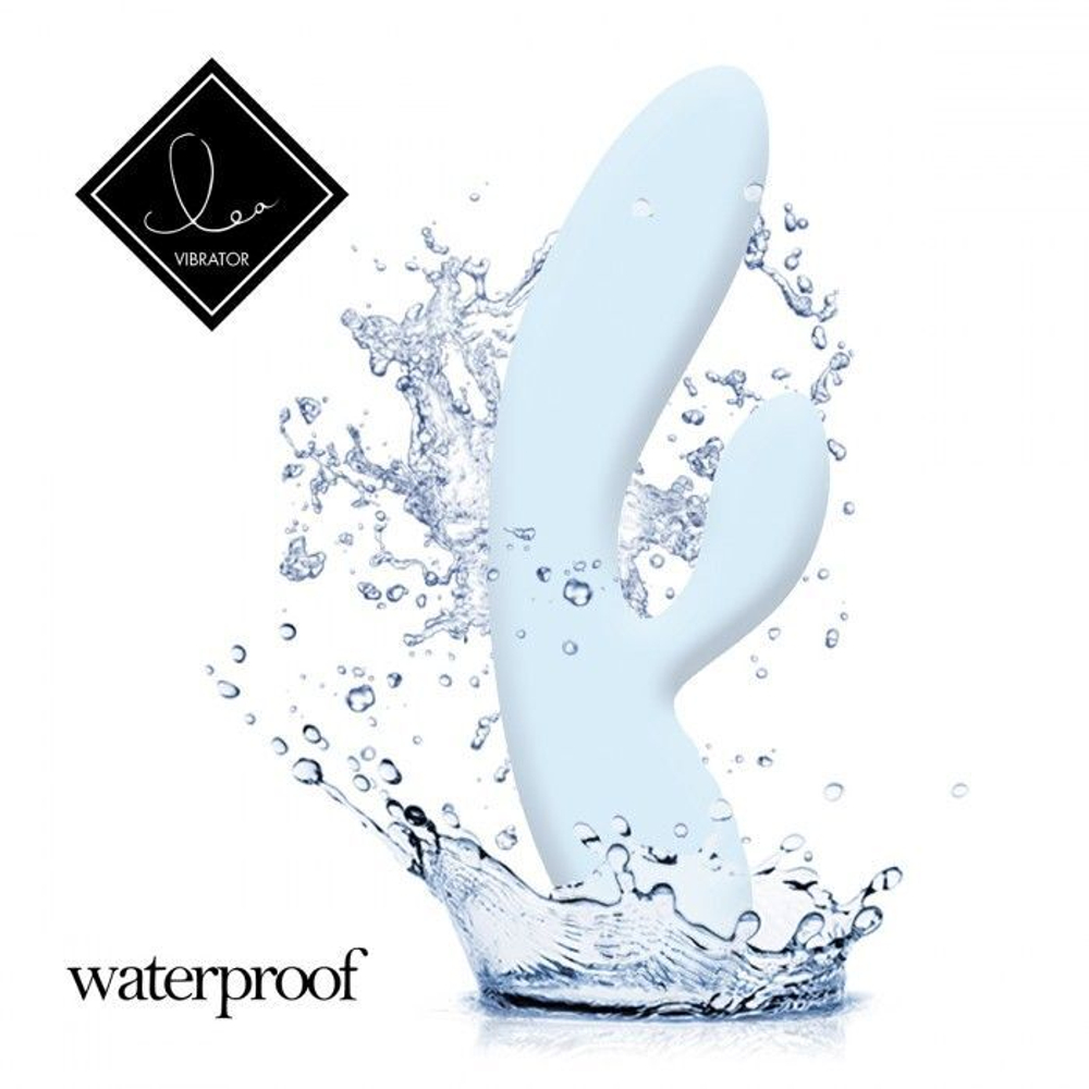 Нежно-голубой вибратор-кролик lea rabbit vibrator - 20,2 см.