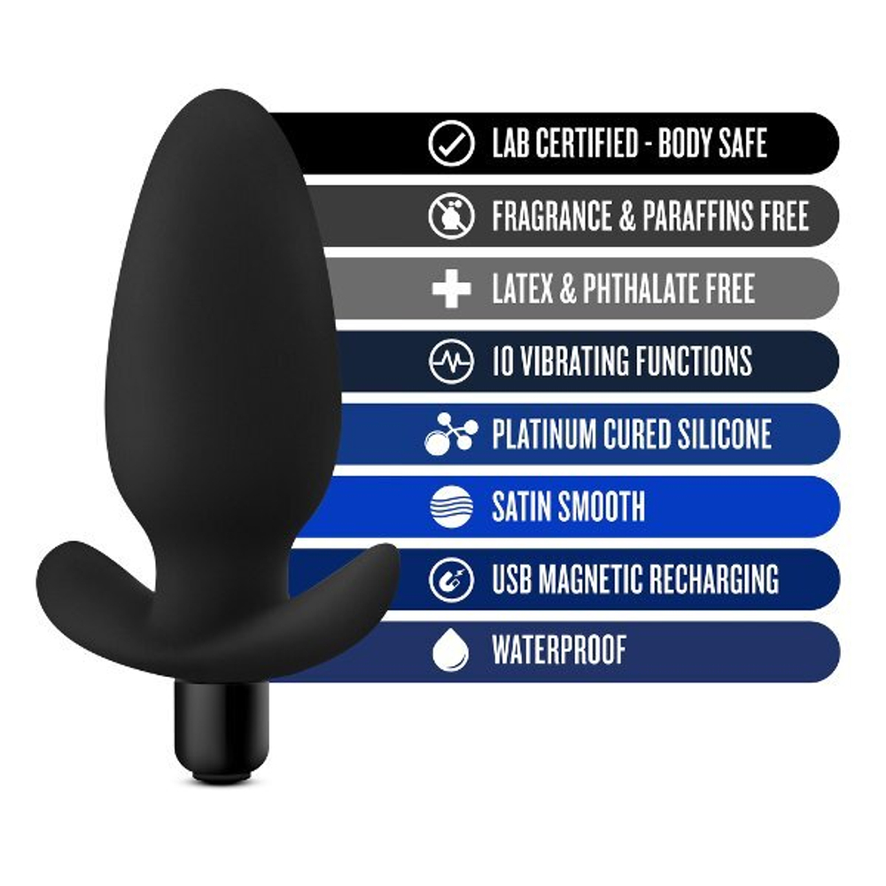 Черная анальная вибропробка silicone saddle plug - 12,1 см.