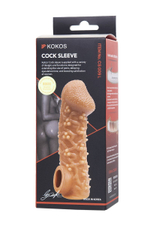 Телесная закрытая насадка с пучками шишечек cock sleeve 009 size l - 17,6 см.