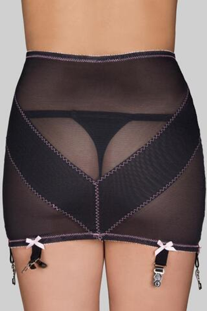 Полупрозрачный широкий пояс для чулок с бантиками