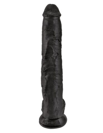 Чёрный фаллоимитатор-гигант 14  cock with balls - 37,5 см.