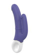 Синий анально-вагинальный вибратор double pleasure - 23,5 см.