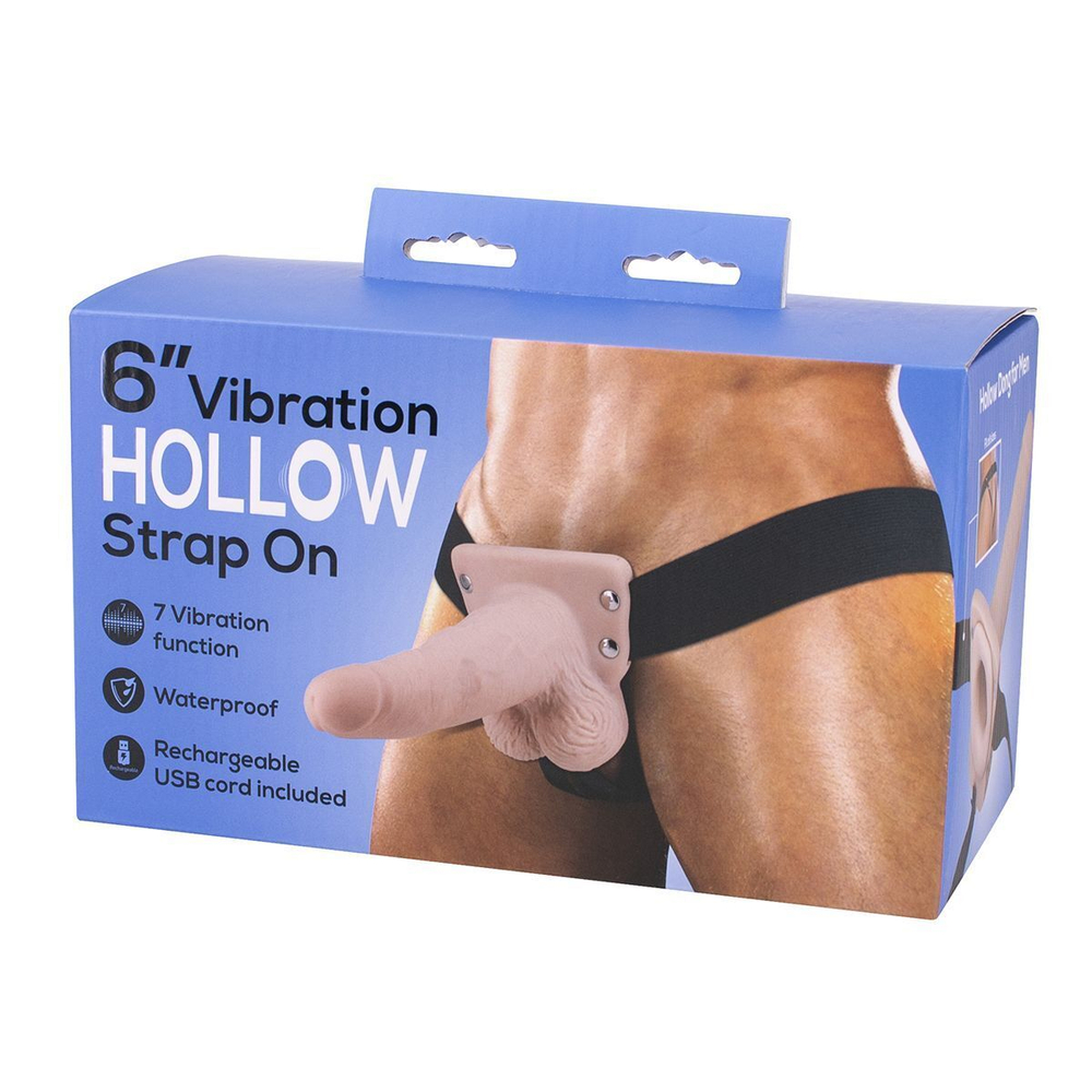 Полый страпон с вибрацией 6″ vibration hollow strap-on - 17 см.