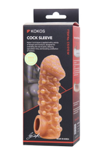 Телесная закрытая насадка с шариками cock sleeve 010 size m - 15,6 см.