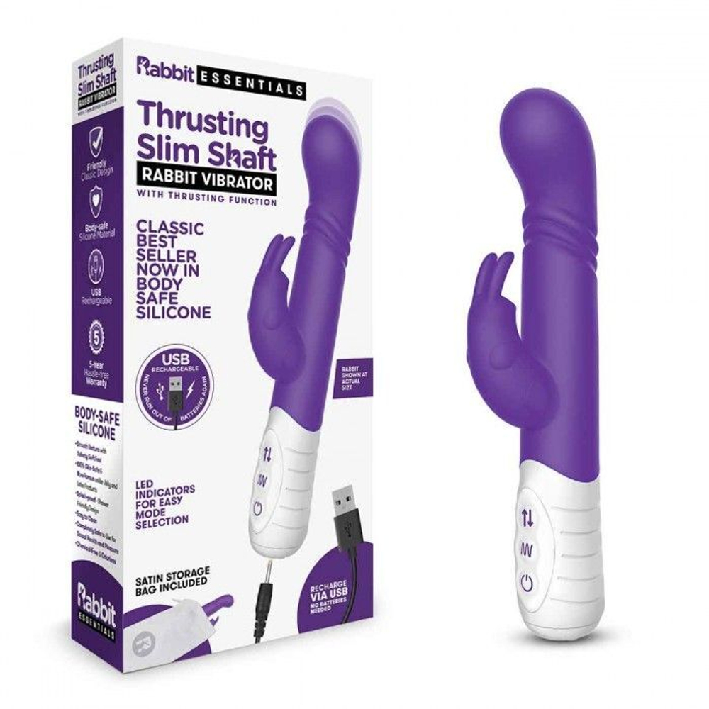 Фиолетовый массажер для g-точки slim shaft thrusting g-spot rabbit - 23 см.