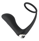 Черное эрекционное кольцо с анальной вибропробкой vibrating ring & plug