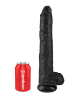 Чёрный фаллоимитатор-гигант 14  cock with balls - 37,5 см.