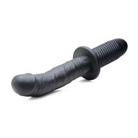 Черный вибратор the large realistic 10x silicone vibrator with handle - 30,5 см.