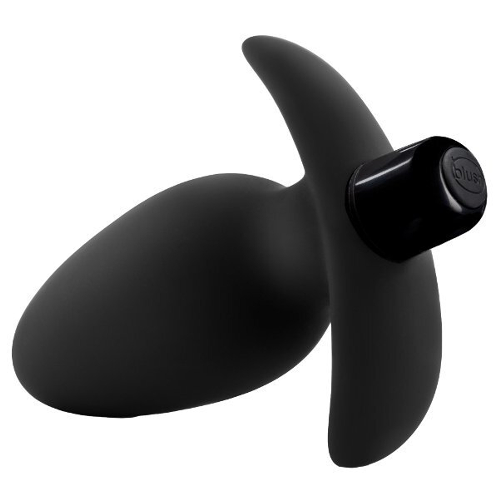 Черная анальная вибропробка silicone saddle plug - 12,1 см.