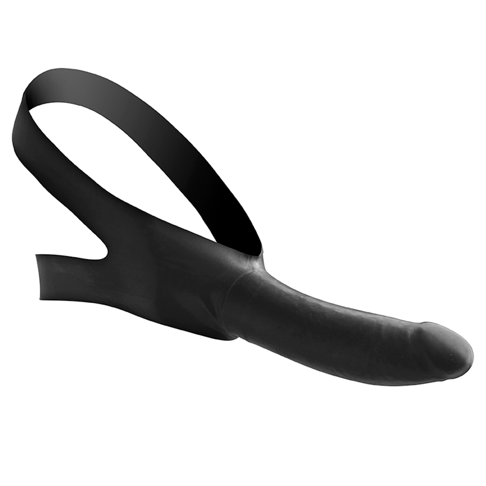Черный кляп-страпон masters mini face fuck strap-on - 14 см.
