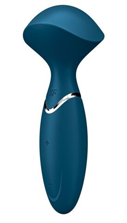 Синий вибромассажер Mini Wand-er - 16 см.