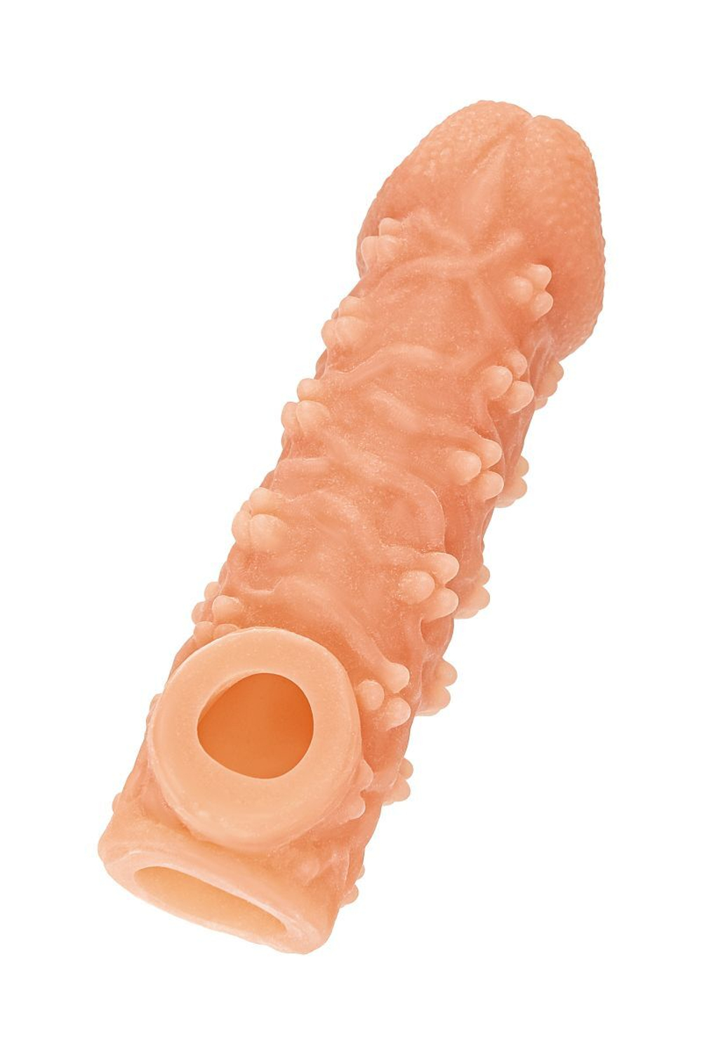 Телесная закрытая насадка с пучками шишечек cock sleeve 009 size m - 15,6 см.