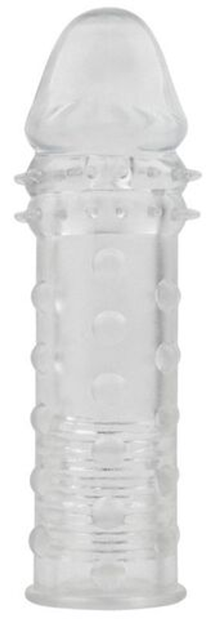 Прозрачная реалистичная насадка на пенис extra texture sleeve - 16,2 см.