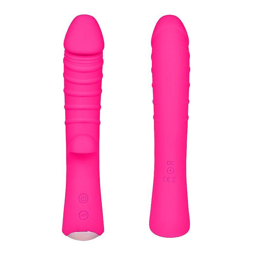 Ярко-розовый вибромассажер 5  Silicone Wild Passion - 19,1 см.