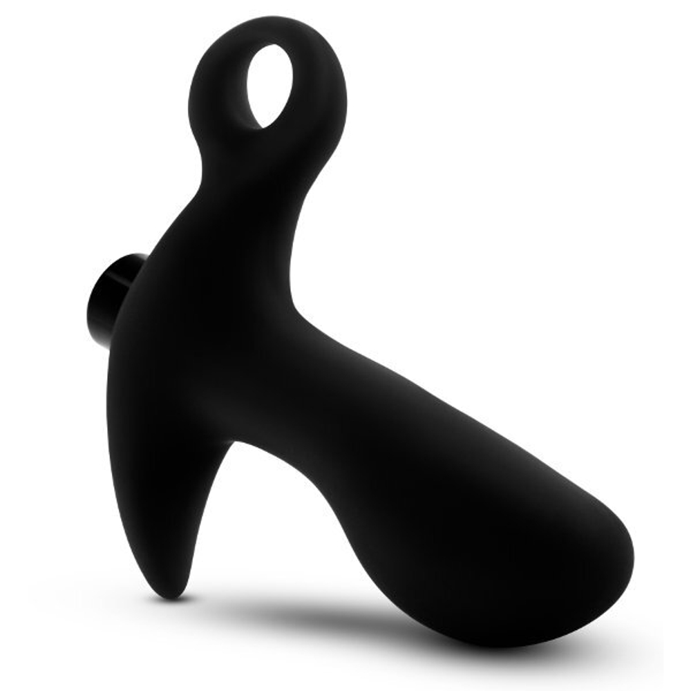 Черный анальный вибратор silicone vibrating prostate massager 01 - 10,8 см.