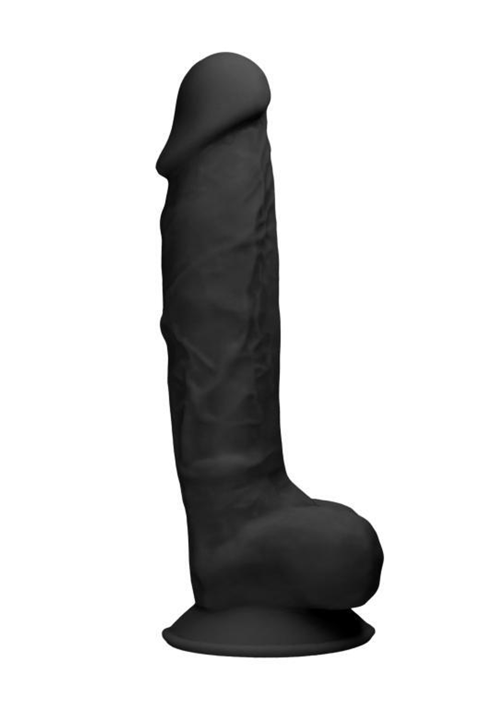 Черный фаллоимитатор realistic cock with scrotum