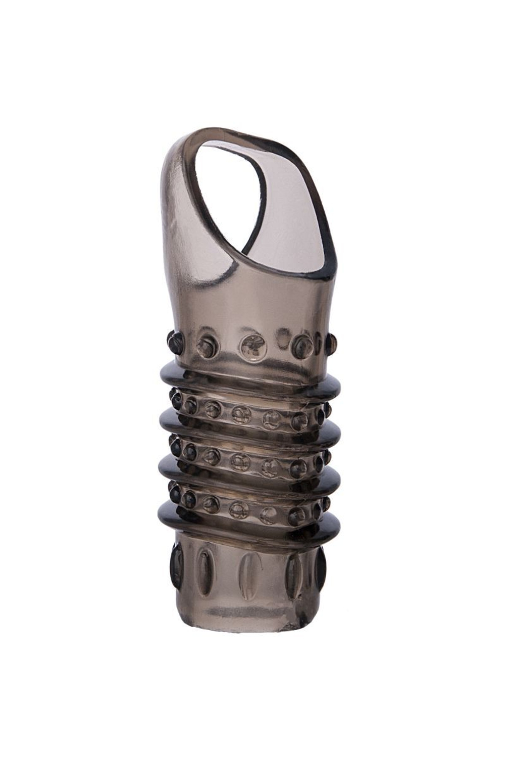 Открытая дымчатая насадка с точками и рёбрами toyfa xlover - 11,5 см.