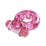Розовое эрекционное виброкольцо Pink Bear