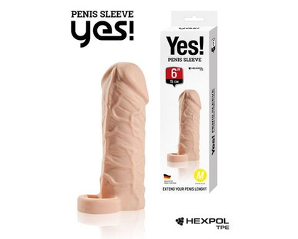 Телесная насадка-удлинитель со вставкой размера m - 15 см.