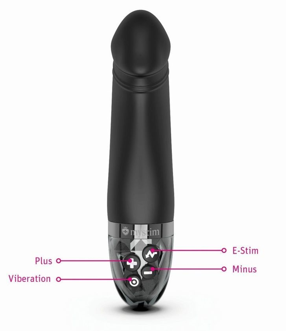 Черный вибратор с электростимуляцией real deal neal - 16,5 см.