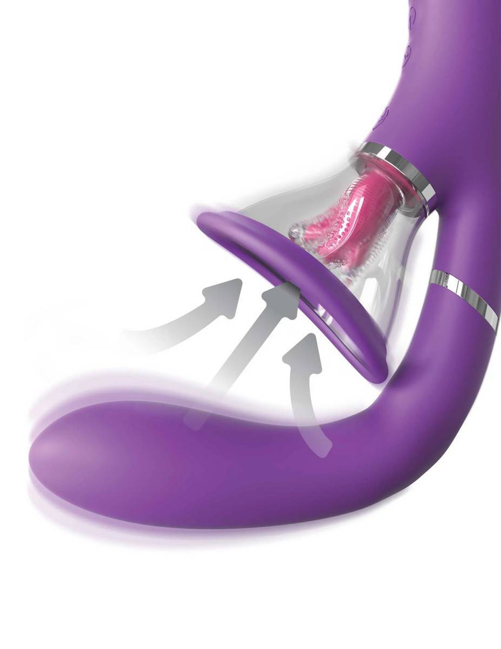 Сиреневый вибростимулятор с помпой и имитатором языка her ultimate pleasure pro