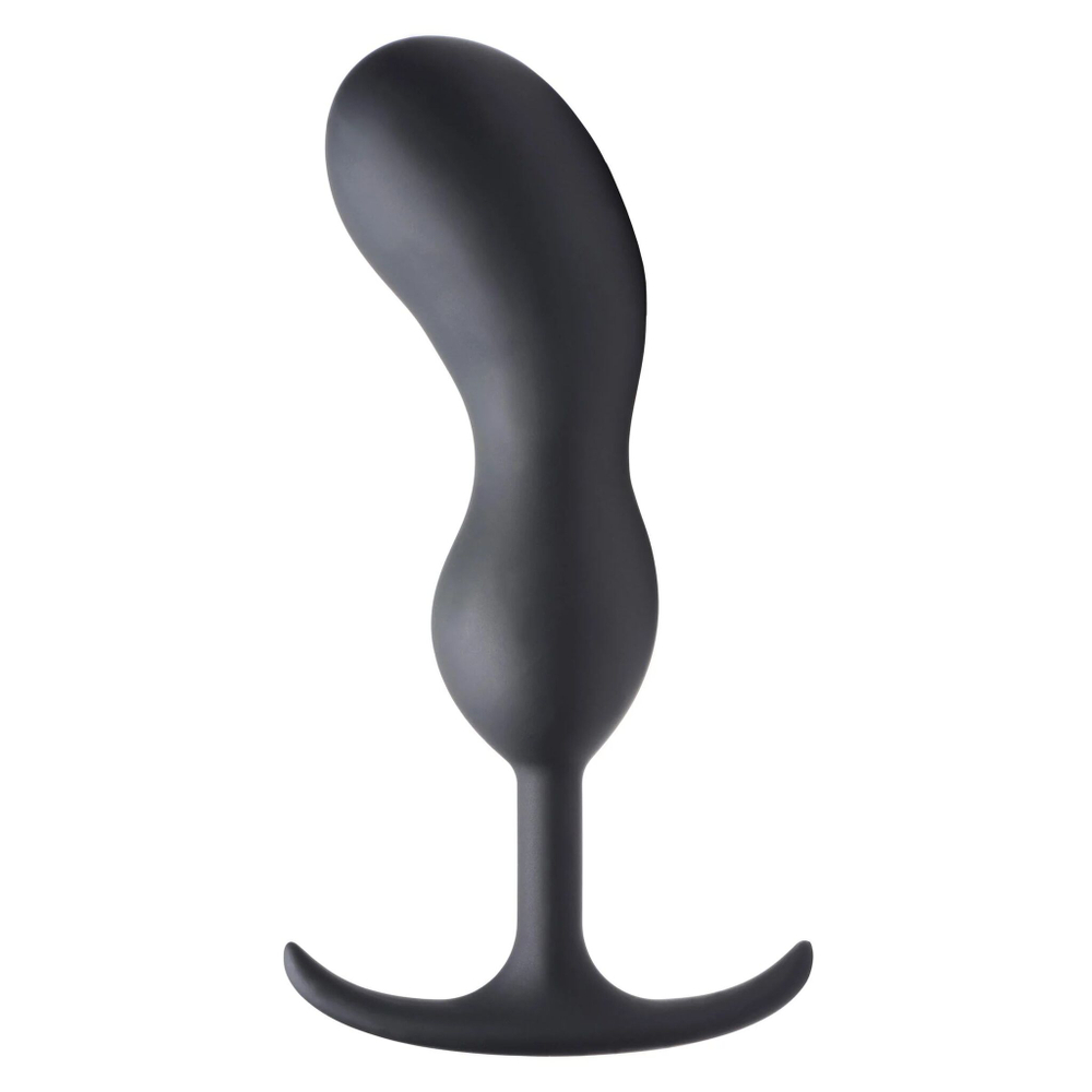 Черный массажер простаты с утяжелителями premium silicone weighted prostate plug