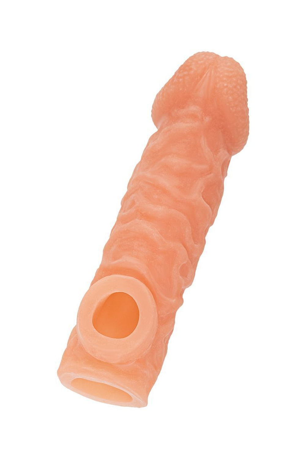 Телесная закрытая насадка с шершавой головкой cock sleeve 007 size l - 17,6 см.