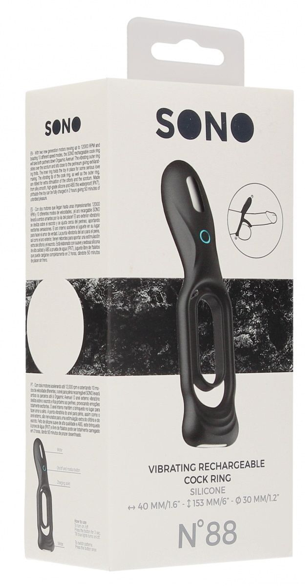 Черное двойное эрекционное виброкольцо n 88 vibrating rechargeable cock ring