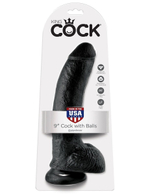 Чёрный фаллоимитатор 9  Cock with Balls - 22,9 см.