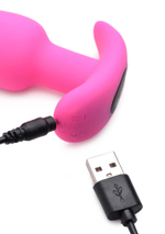 Розовая анальная вибропробка с пультом ду 21x remote control vibrating silicone butt plug - 10,4 см.