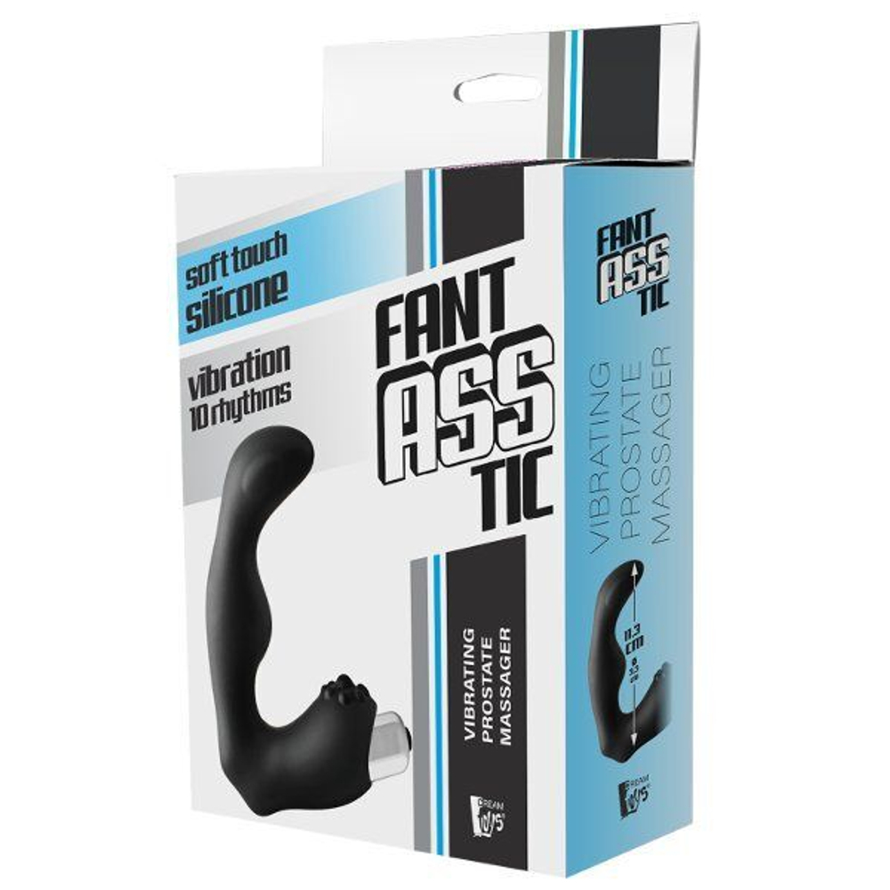 Черный вибромассажер простаты fantasstic vibrating prostate massager - 11,3 см.
