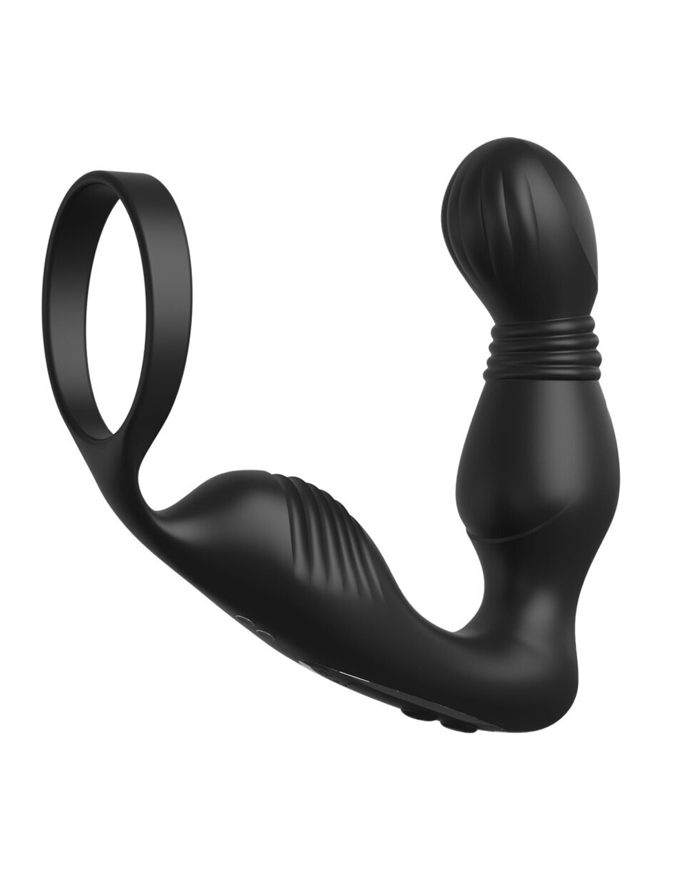 Черный вибростимулятор простаты с эрекционным кольцом ass-gasm pro p-spot milker