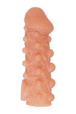 Телесная закрытая насадка с шариками cock sleeve 010 size s - 13,8 см.