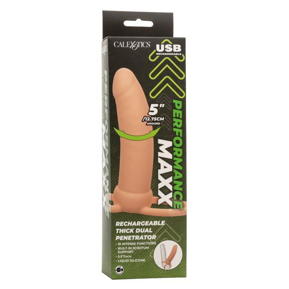 Телесная вибронасадка для двойного проникновения rechargeable thick dual penetrator - 14 см.