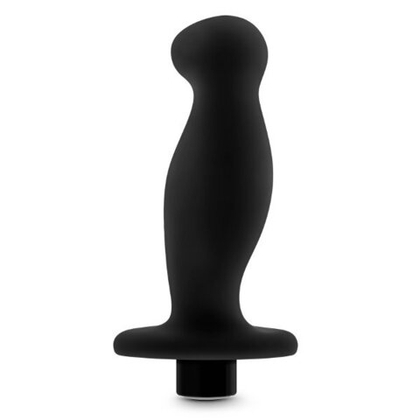 Черный анальный вибромассажёр silicone vibrating prostate massager 02 - 10,8 см.