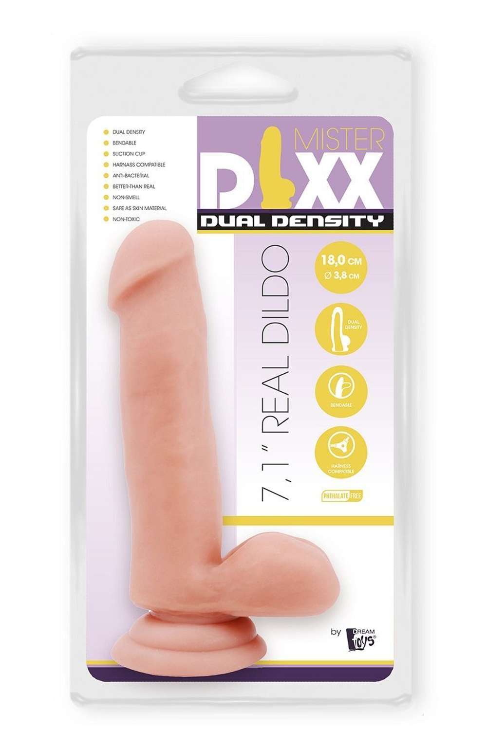 Телесный фаллоимитатор-реалистик dual density dildo - 18 см.