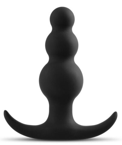 Чёрная фигурная анальная пробка beaded plug - 7,6 см.