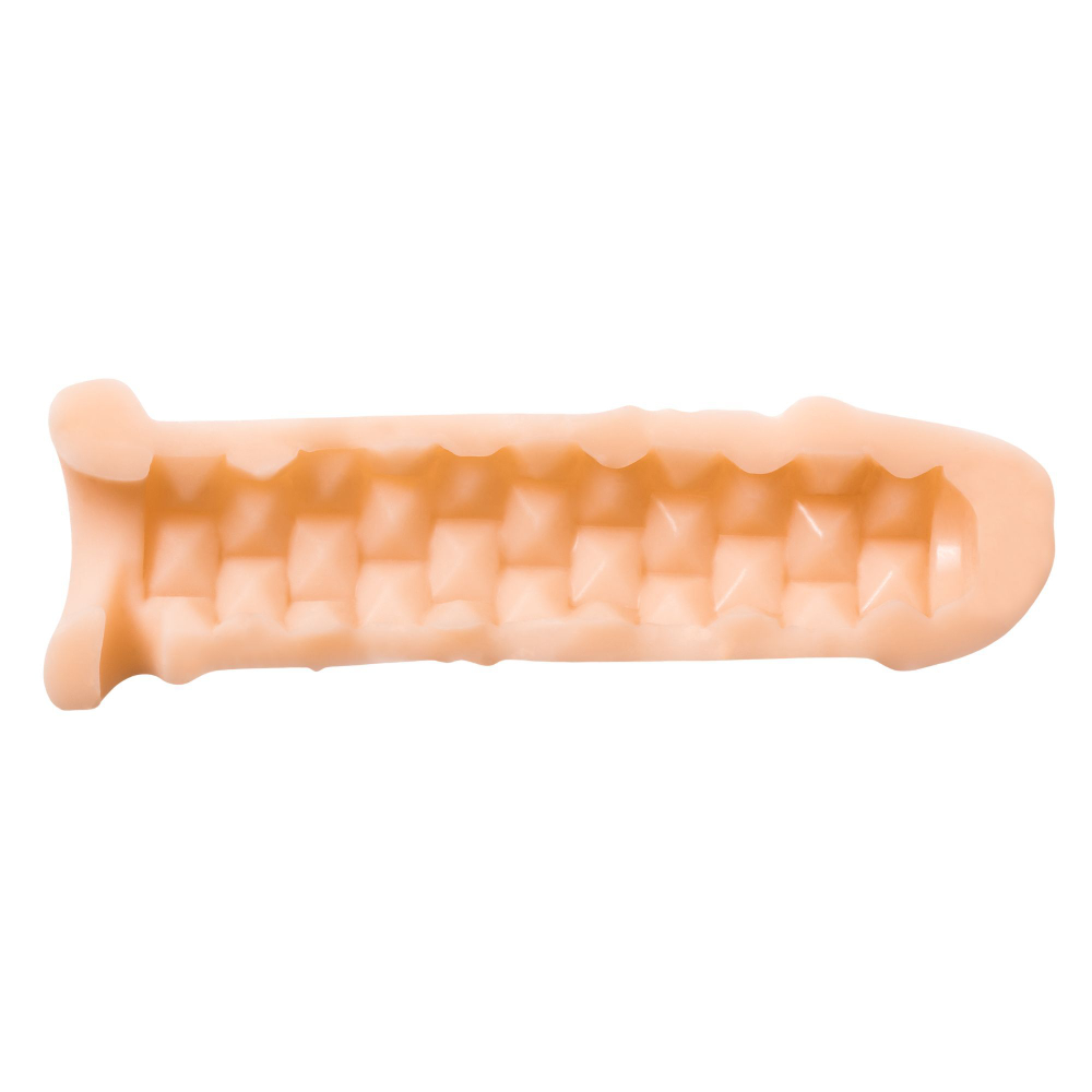 Телесный фаллоудлинитель extra size bubbles - 15,5 см.