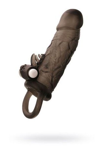 Чёрная насадка на пенис toyfa xlover с вибрацией