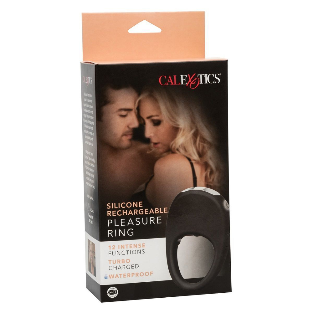 Черное эрекционное виброкольцо silicone rechargeable pleasure ring