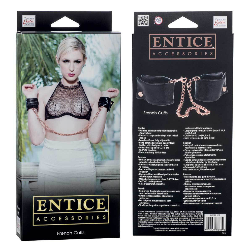 Черные мягкие наручники entice french cuffs с цепью