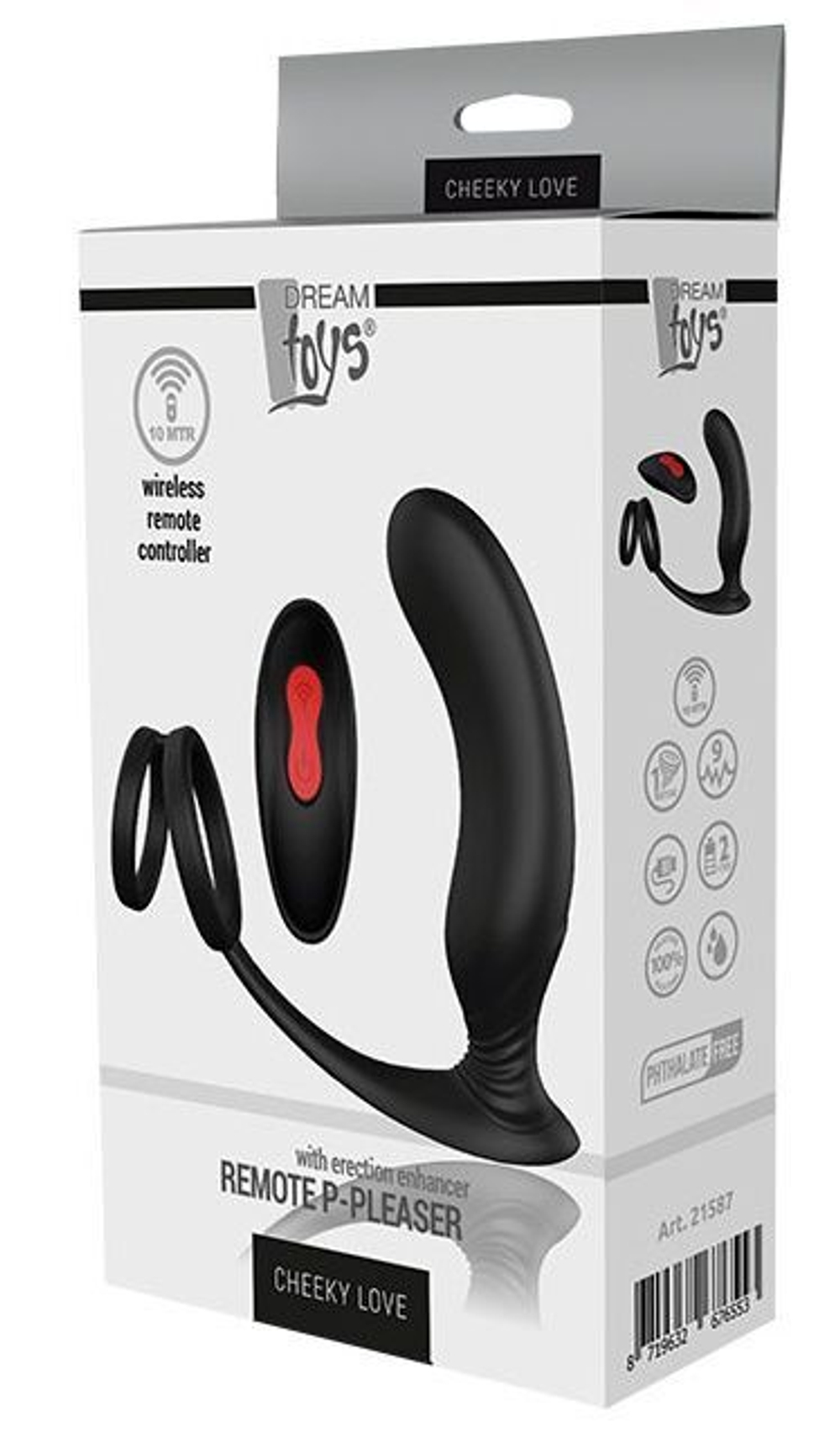 Черный массажер простаты remote p-pleaser