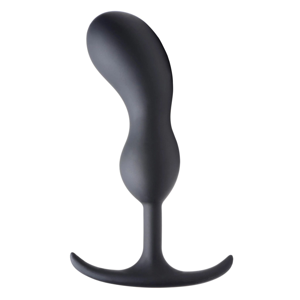 Черный массажер простаты с утяжелителями premium silicone weighted prostate plug