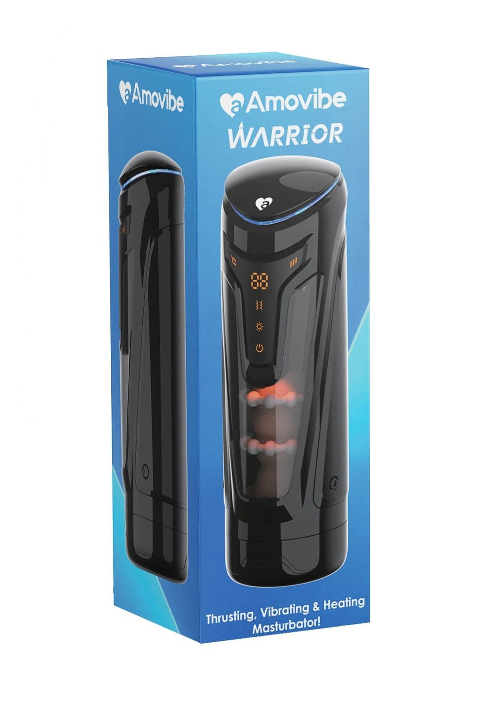 Пульсирующий нереалистичный мастурбатор с вибрацией и теплом Warrior-X