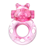 Розовое эрекционное виброкольцо на пенис Pink Bear