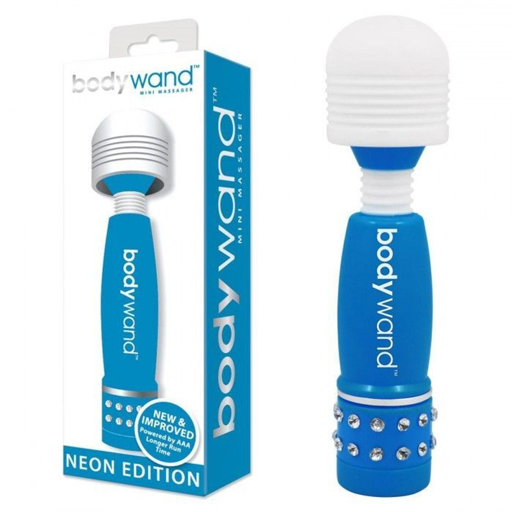 Фиолетово-белый жезловый мини-вибратор с кристаллами mini massager